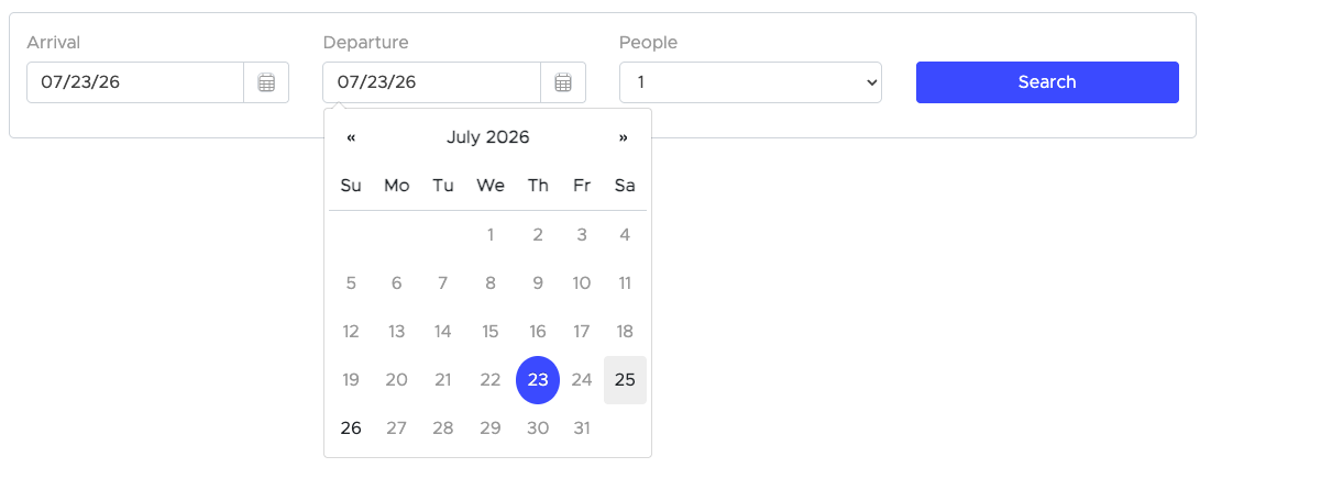 Smoobu widget departure calendar — greyed dates confuse guests trained on Airbnb
